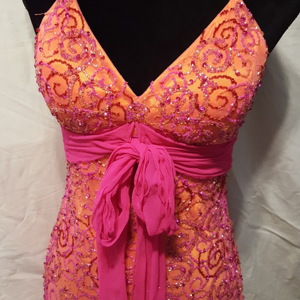 Scala Size X-Small Orange & Fushia Formal Gown - image 2